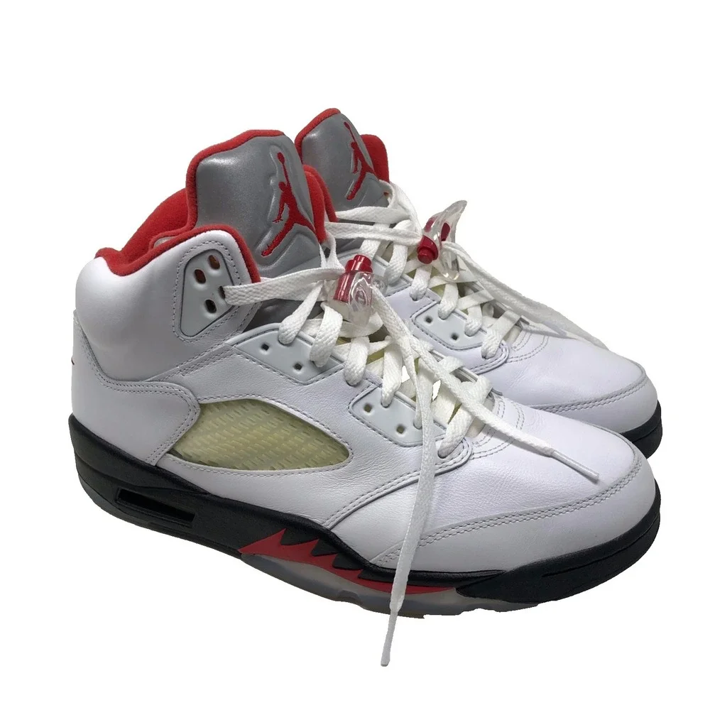 Nike Air Jordan 5 Retro Fire Red Sneaker Mens‎ 8.5 High Top Lace Up Streetwear